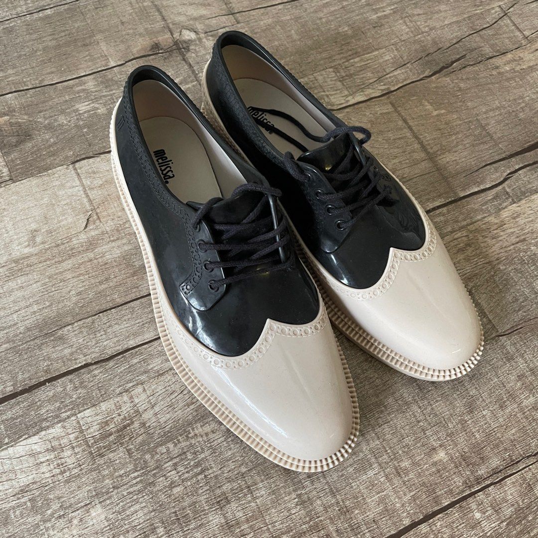 Melissa shoes black beige brogues, Women's Fashion, Footwear