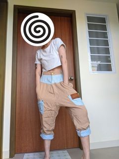 mercibeaucoup harlem low crotch pants with reversed pockets in khaki and light blue