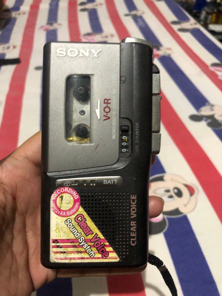 microcassette corder (Category: Portable Music Players) located in Manila. Submitted by crunkboi (Listing ID 1222863079, Image 1). Description: Sony Microcassette Corder Recording Clear Voice Vintage Collector’s Item.