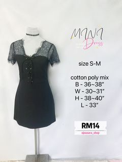 MINI DRESS black corset string lace shoulder see through