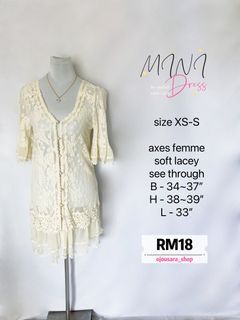 MINI DRESS cardigan lace soft cream axes femme see through