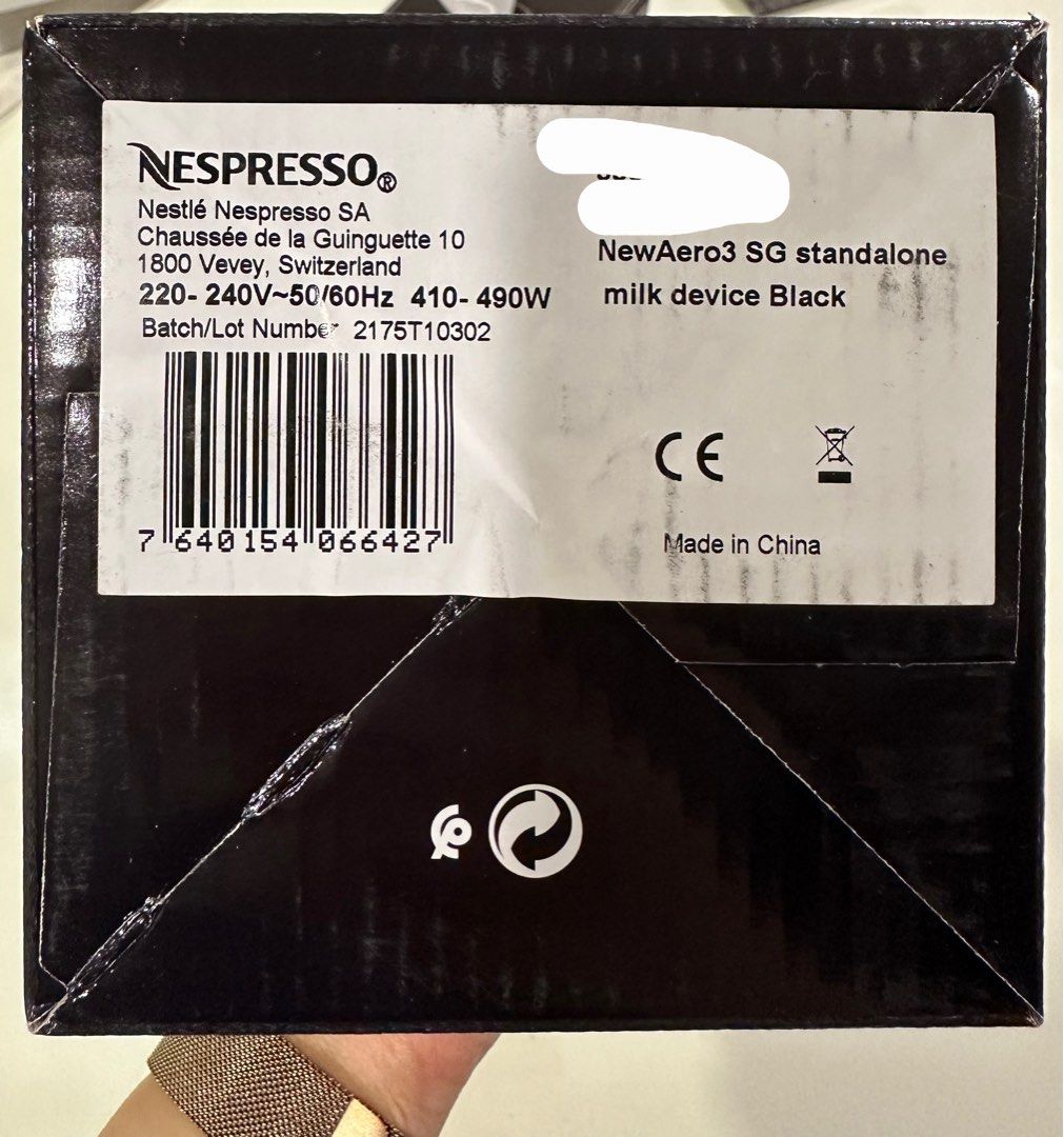 Nespresso Aeroccino 3 Milk Frother BNIB black, TV & Home Appliances