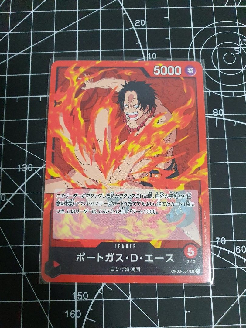 ONE PIECE Ace OP03001 Leader Card, Hobbies & Toys, Toys & Games on