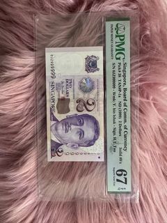 Paper Notes 母钱/ Solid #9 /Singapore $2 Notes / PMG 67 EPQ / Superb GEM UNC