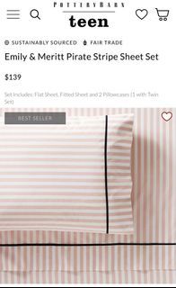 Pottery Barn Teen Emily & Meritt Pirate Stripe Flat Sheet