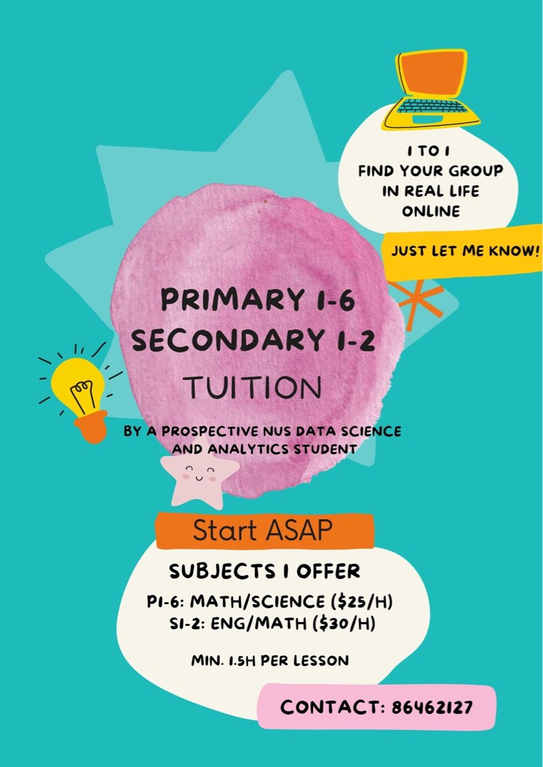 Primary\/Secondary Tuition (Affordable) (Math\/Sci\/Eng) , Learning \u0026 Enrichment, Enrichment ...