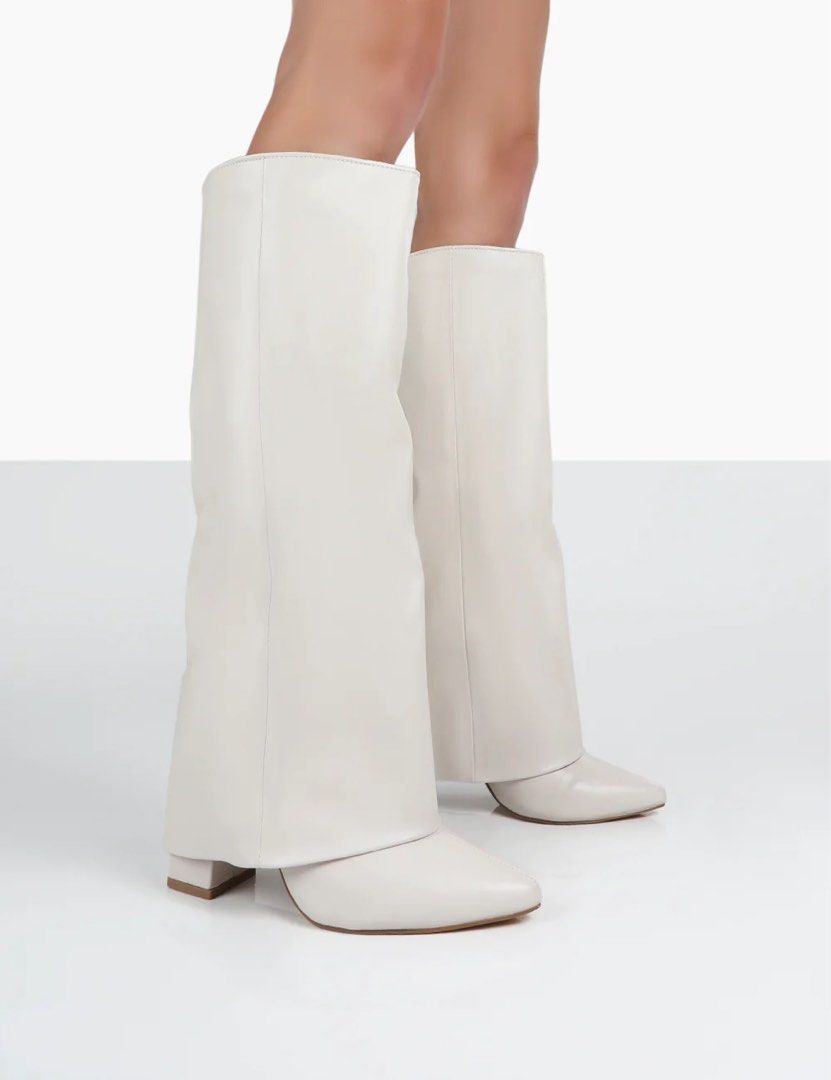 REDUCED PUBLIC DESIRE ZENDAYA FOLDED OVER ECRU POINTED TOE