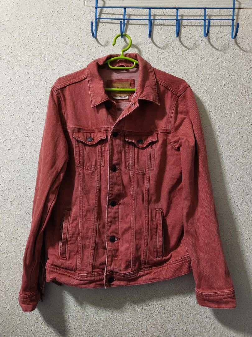Pull Bear Burgundy Denim Jacket