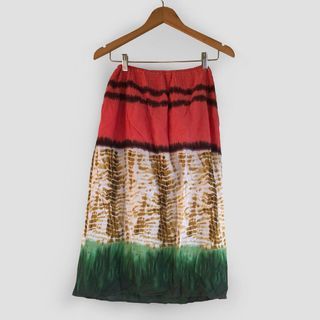 Red & Green Midi Skirt