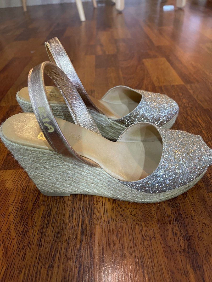Ria rose gold glitter wedges Women s Fashion Footwear Wedges on