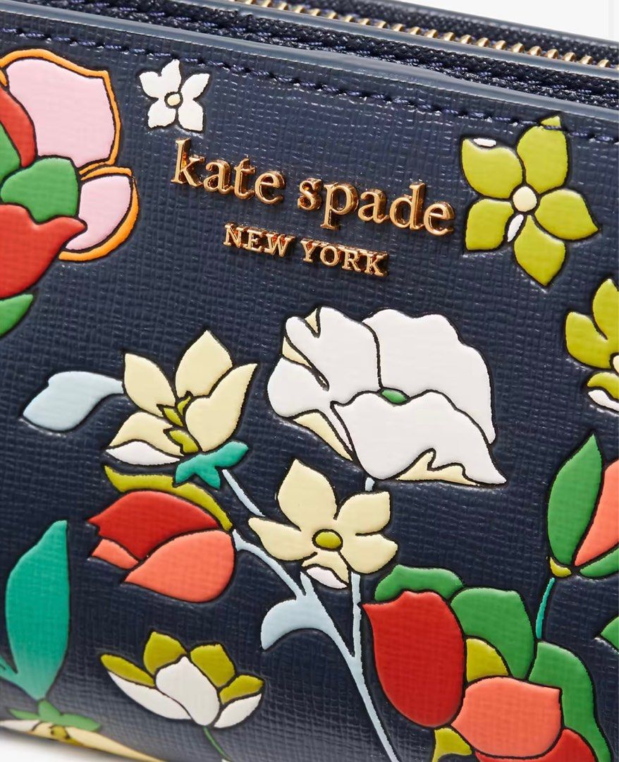Kate Spade Wristlets Singapore Website - Blazer Blue Multicolor Morgan  Flower Bed Embossed Card Womens