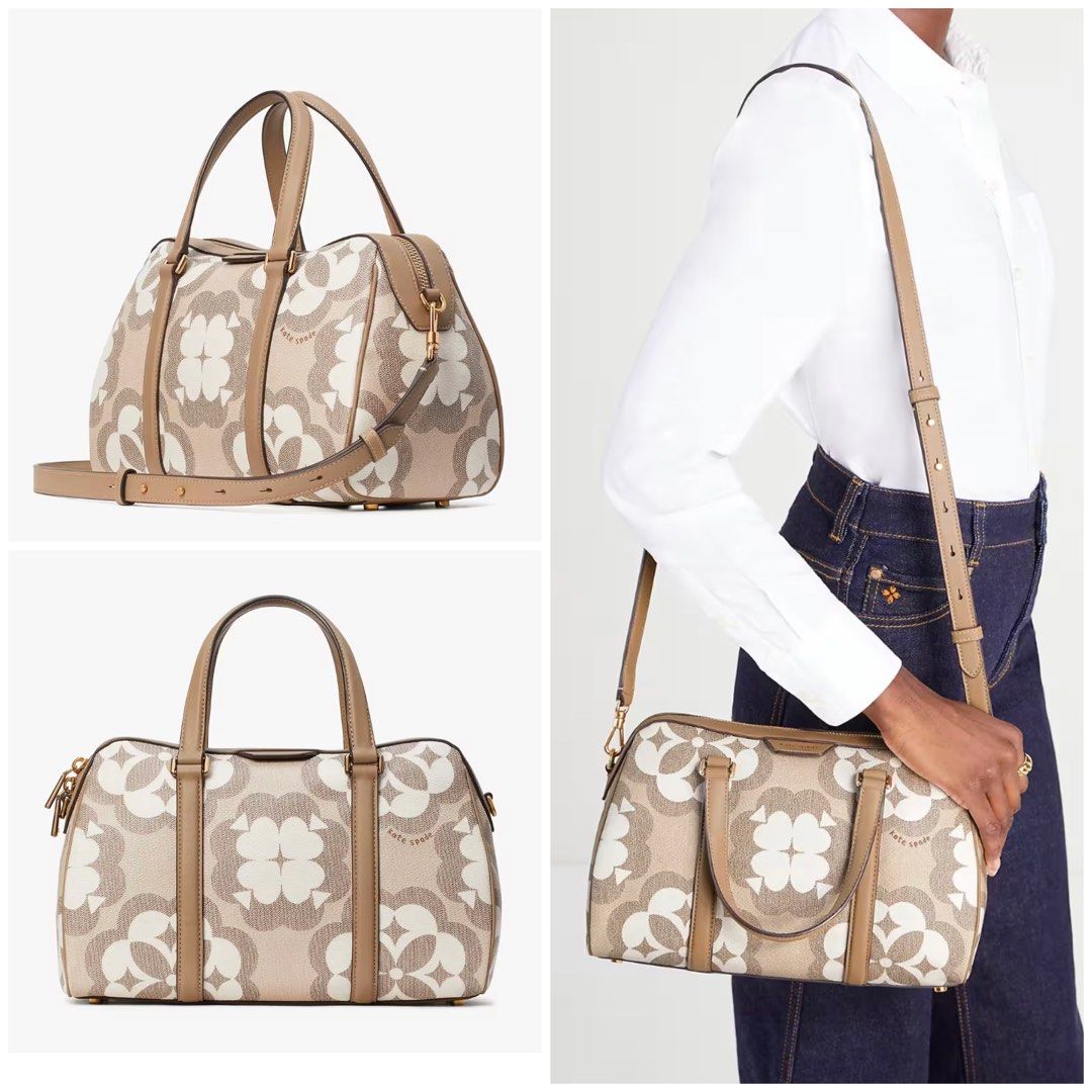 Kate Spade Spade Flower Monogram Eleanor Medium Satchel Natural Multi