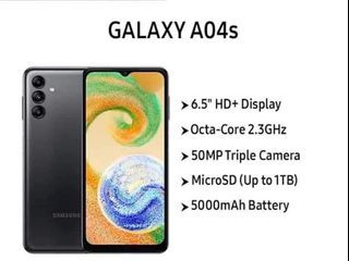 SAMSUNG GALAXY A04S (4gb/128gb)
Mall price: 9,990
Mine: 8,500 only 🤗