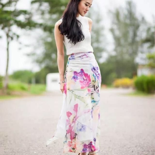 Chiffon shop split skirt