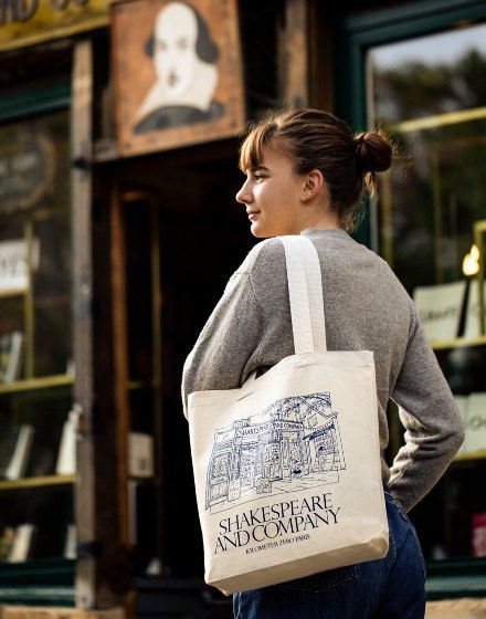 Shakespeare and company tote bag in blue authentic Women s Fashion Bags Wallets Tote Bags on Carousell