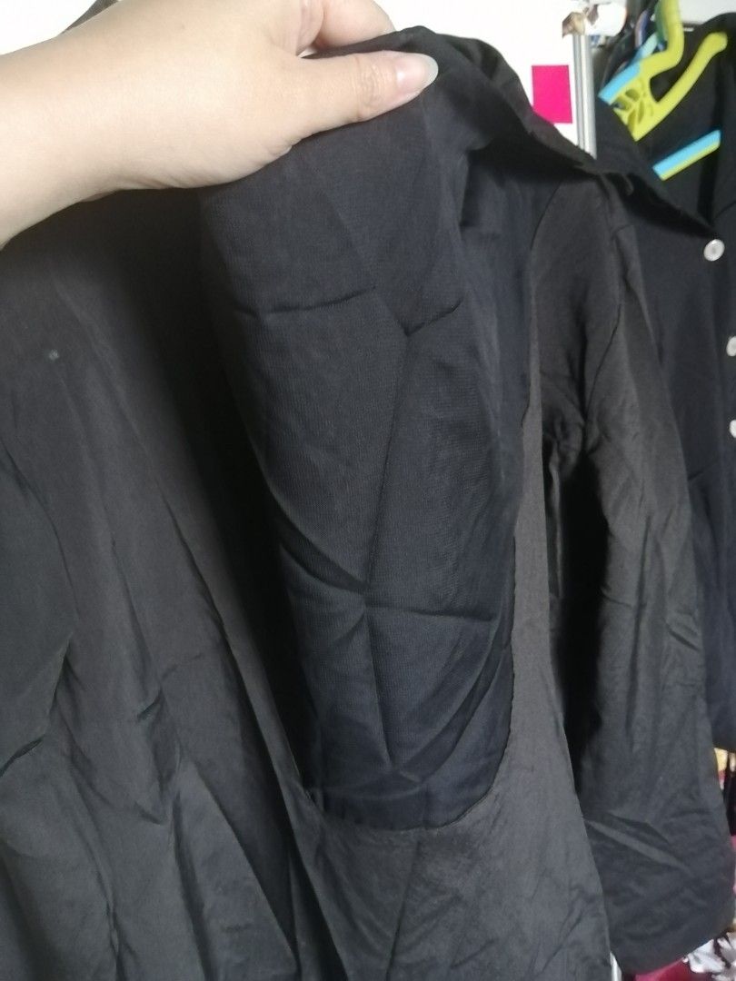 Sort sleeve Basic Blouse Black main image 1