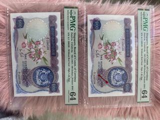 Singapore $100 Orchid Notes / 2pcs in running / PMG 64