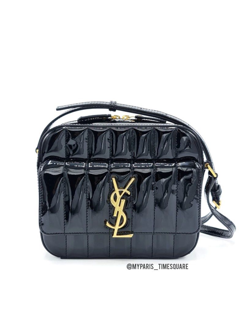 S.Laurent Black patent Leather Vicky Camera Bag Luxury Bags Wallets on Carousell