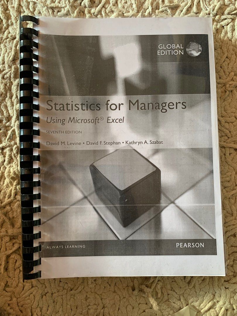 statistics for managers using microsoft excel (Category: Textbooks) located in Shah Alam. Submitted by flawsthetics (Listing ID 1222865661, Image 1). Description: seventh edition Global edition Highlighted few pages 800+ pages. Thick VERY By david m levine Statistics Anova Excel .