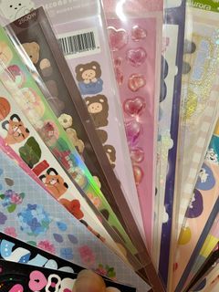 KOREAN STATIONERY SET Cute Adorable Korea Style Grab Bag With Stickers,  Memos, Sticky Notes, Pens, Washi Tapes for Deco Journal, Toploader 