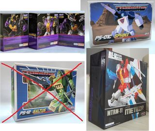 Transformers Mirage (MMC Sphinx), Starscream (MakeToys Meteor), BadCube deluxe Insecticons MP Masterpiece bundle