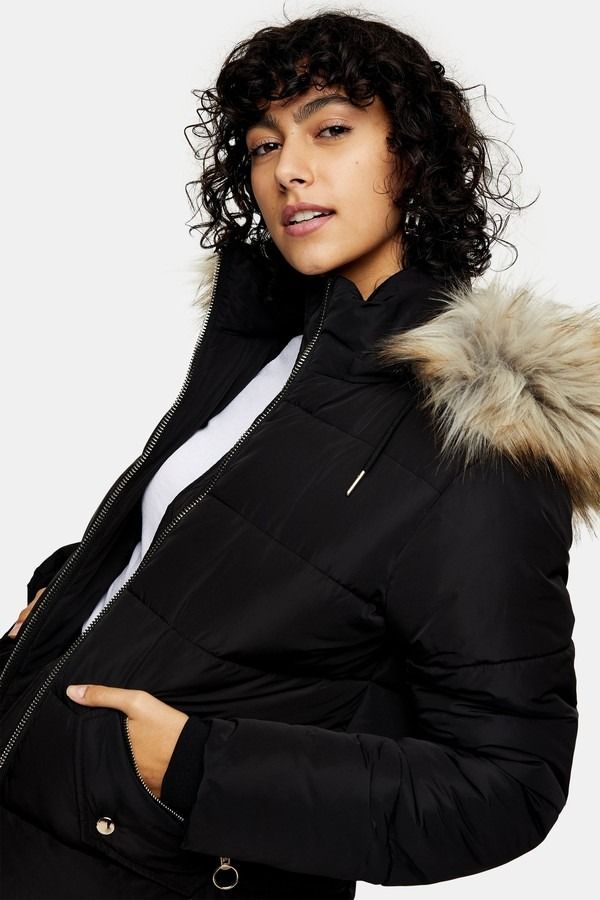 Puffer jacket with fur hood topshop shop