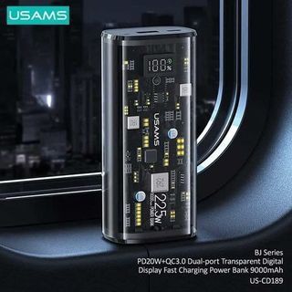 USAMS Power Bank 9000mAh Powerbank | PD20W+QC3.0 Fast Charge Digital Display