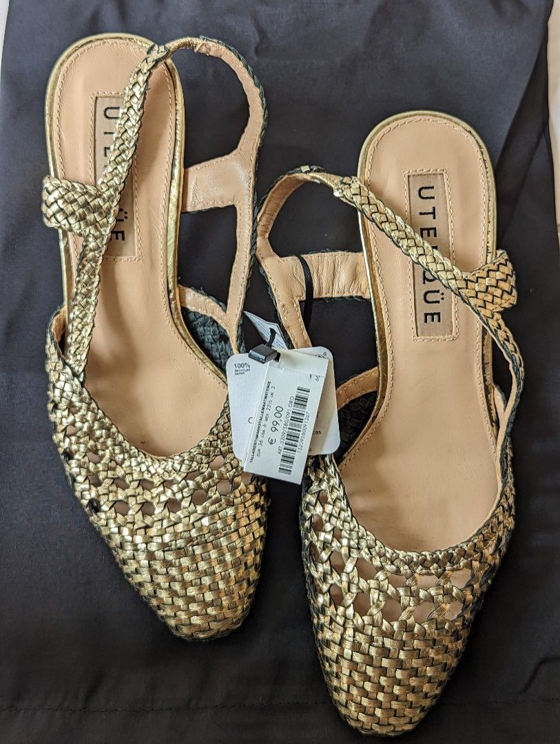 Uterq e Spanish Leather Woven Sandal Heels minor defects