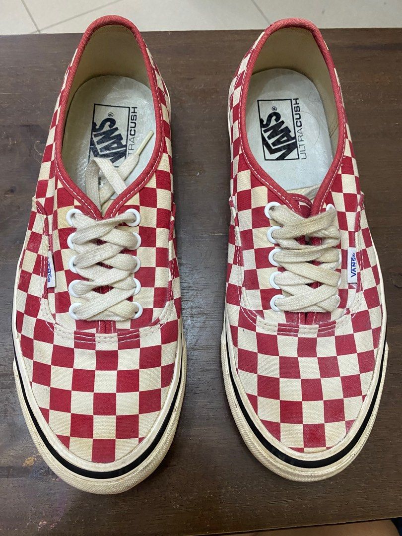 Vans red checkerboard shoes discount