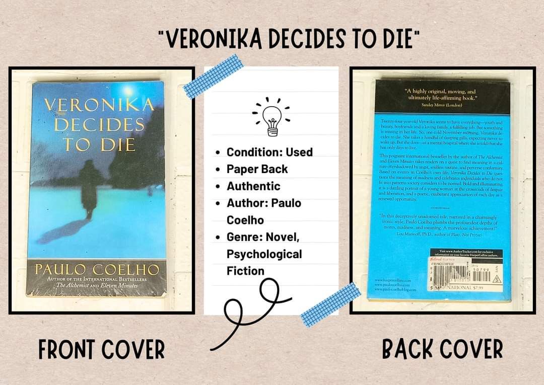Veronika Decides To Die Chapter 1 Summary VERONIKA DECIDES TO DIE BY PAULO COELHO, Hobbies & Toys, Books