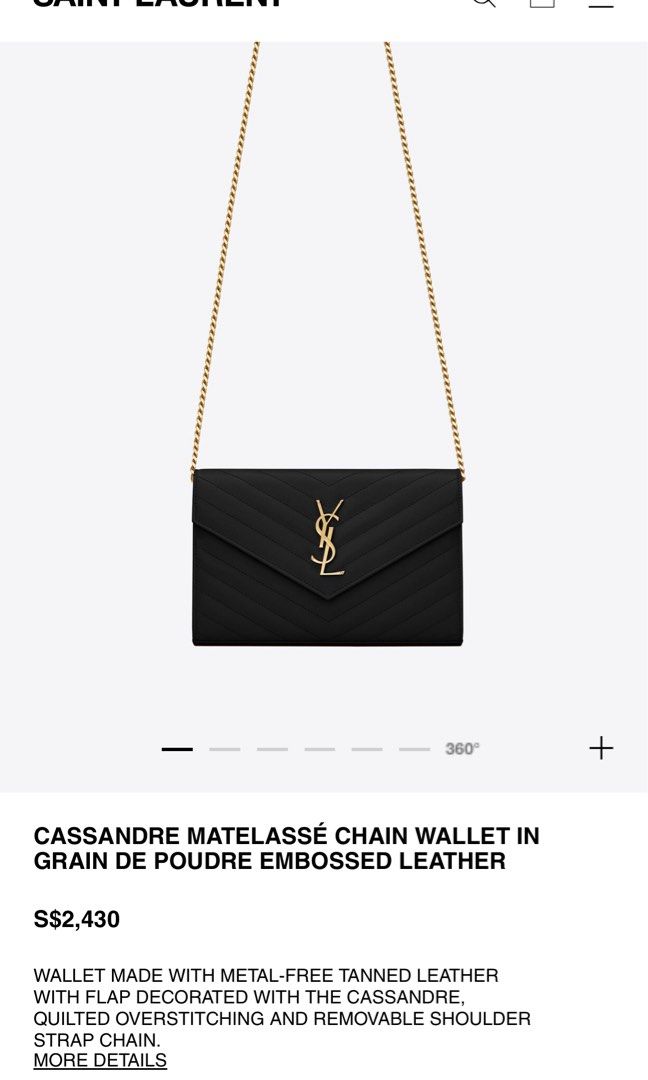 YSL Cassandre Matelasse Envelope Chain Wallet, Luxury, Bags & Wallets ...
