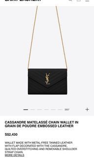 YSL ENVELOPE CHAIN WALLET IN MIX MATELASSÉ GRAIN DE POUDRE EMBOSSED  LEATHER, Luxury, Bags & Wallets on Carousell