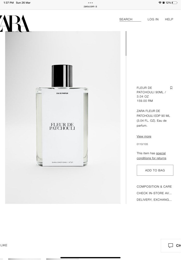 Zara Perfume Fleur De Patchouli - New In Box, Beauty & Personal Care,  Fragrance & Deodorants On Carousell