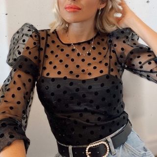 Zara organza polkadot blouse