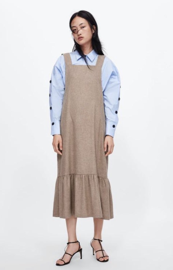 Zara Midi Pinafore Dress Zara Midi Pinafore Dress ZARA Black Faux