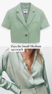 Zara Satin Crop Blazer