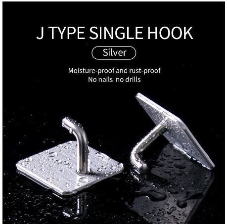 3M Self Adhesive Hooks 304 Stainless Steel Wall Hook for Bathroom