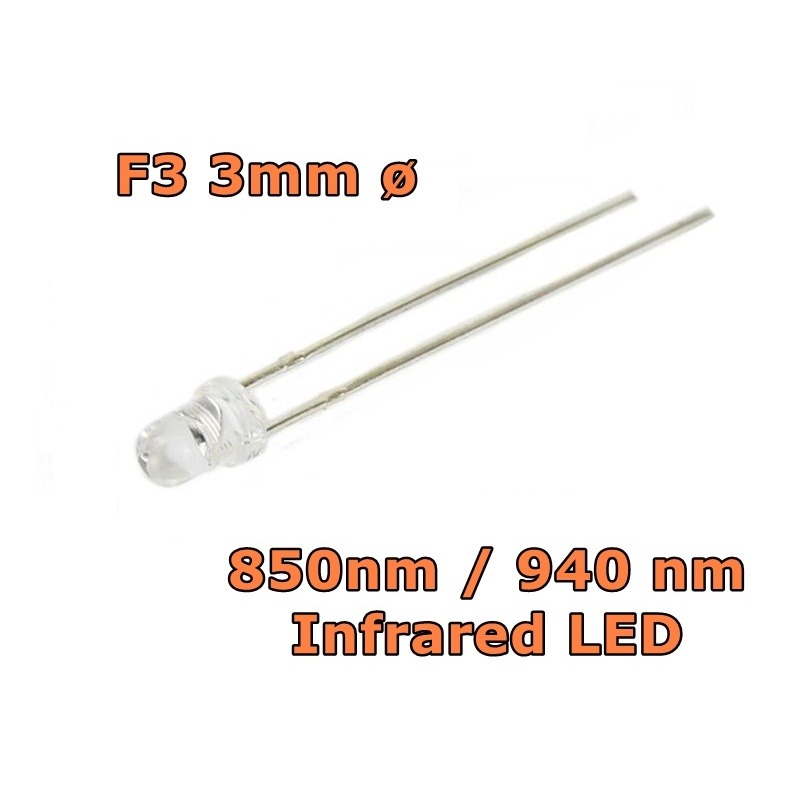 850nm / 940nm F3 IR Infrared LED Light Emitting Diode 3mm Arduino
