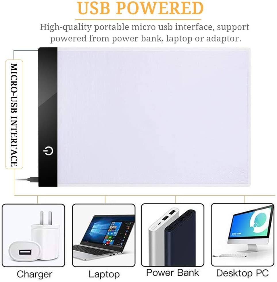 A5 Light Box Drawing Pad, Tracing Table Power by USB Cable with 3 ...