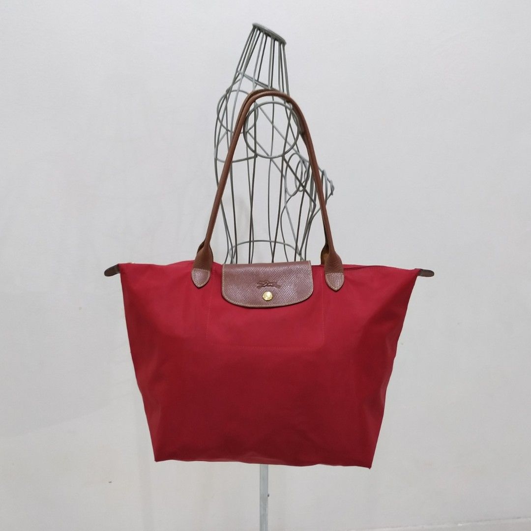 Auth Longchamp Le Pliage Shopper Tote Hand Bag Nylon Leather Red Women s Fashion Bags Wallets Tote Bags on Carousell