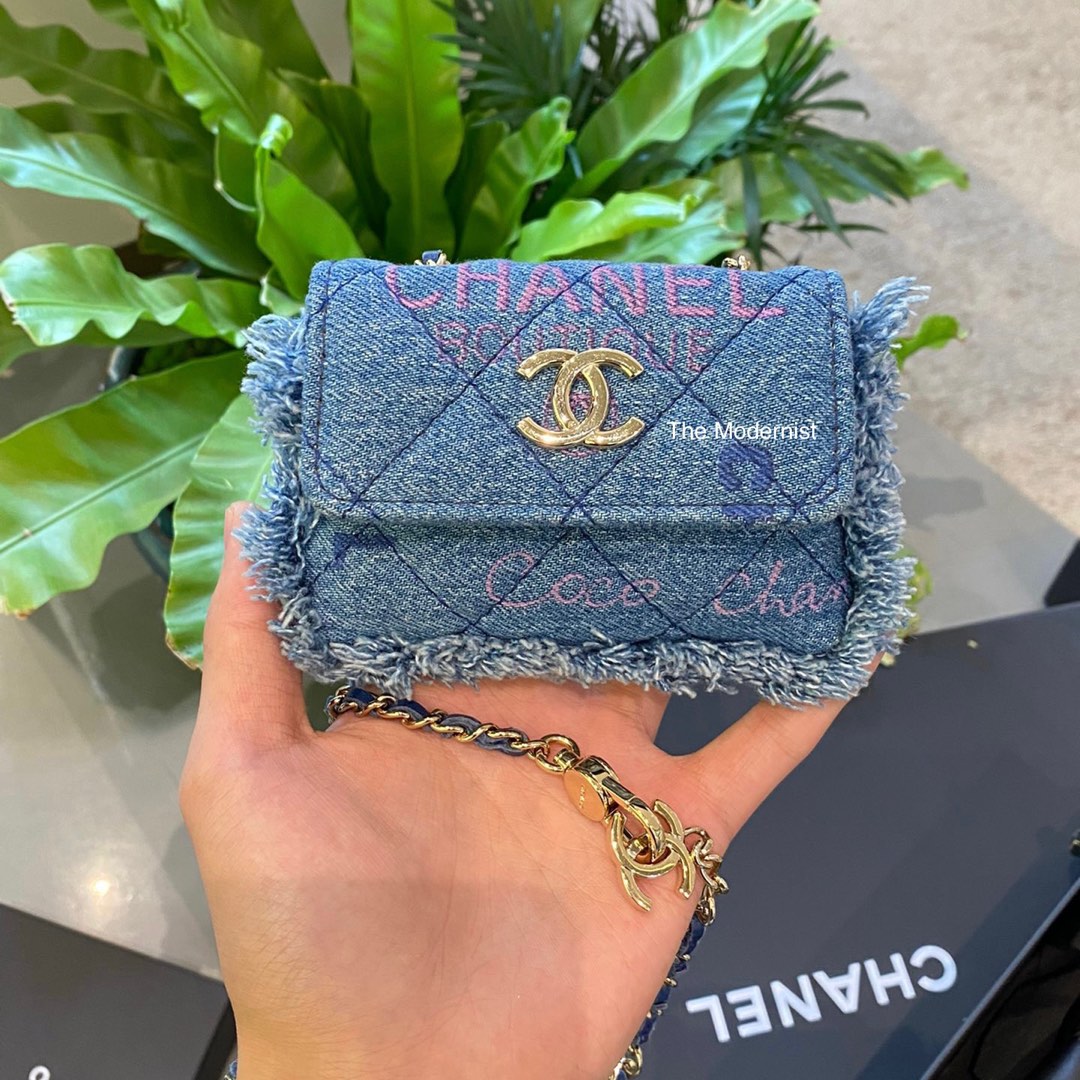 Authentic Chanel 2022 Denim Mini Belt Bag, Luxury, Bags & Wallets on