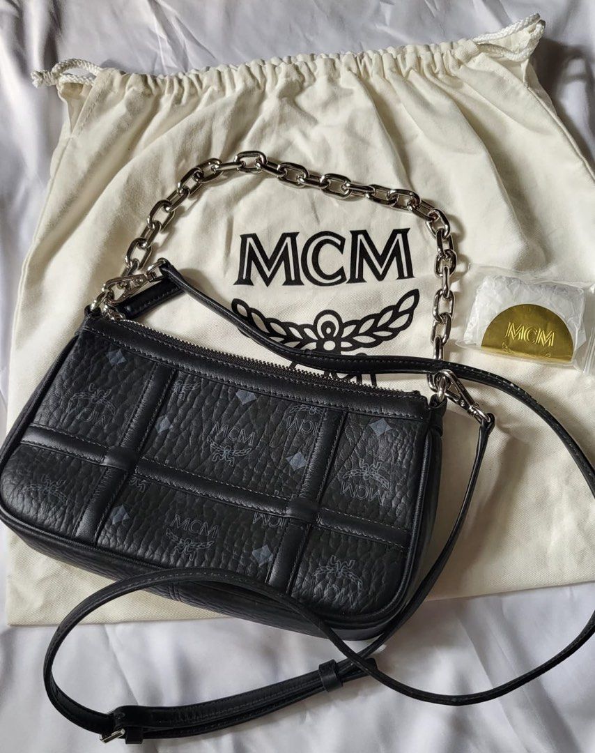 Authentic MCM Aren shoulder bag (Category: Bags & Wallets) located in Singapore. Submitted by unicorncrystal (Listing ID 1209760982, Image 2). Description: Used once for dinner Retail price is $930 My loss is your gain Please do not ask for more photos Comes with what you see in the photos.
