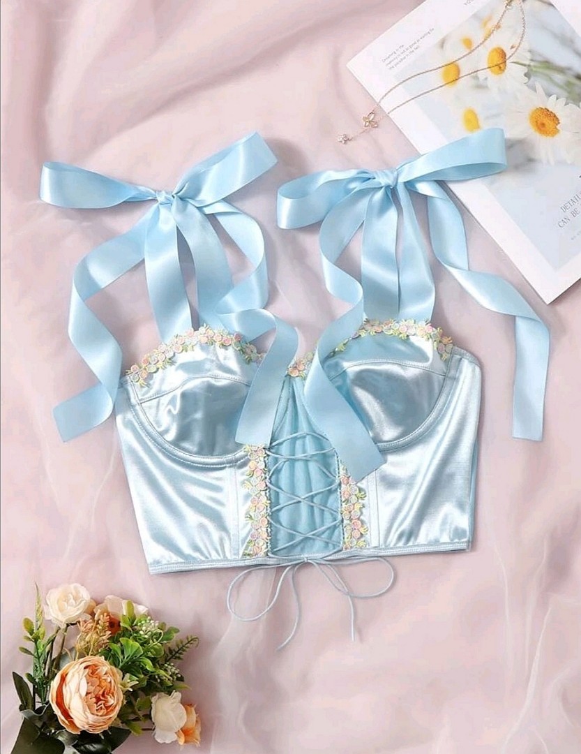 Baby Blue Satin Corset