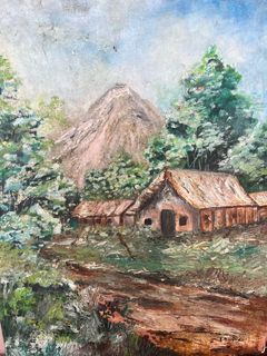 Bahay kubo oil painting on canvas .Size 18x15.collectible item.