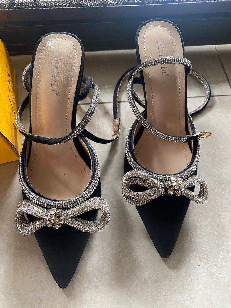 black and diamond heels