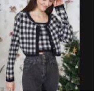 BN Black Houndstooth Cardigan Set