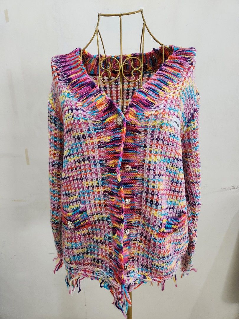 Rainbow discount knitted cardigan
