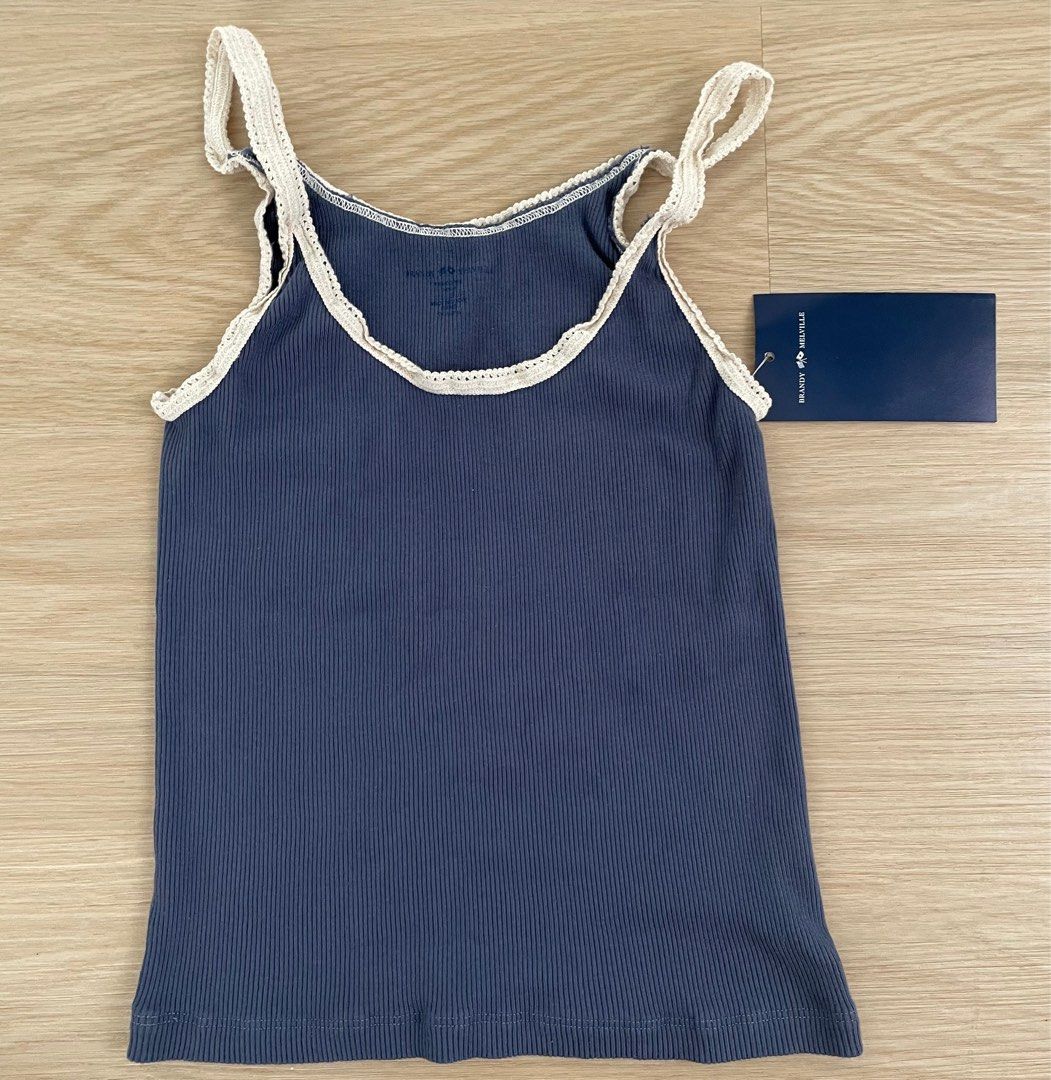 BNWT brandy melville beyonca lace tank top in blue and beige