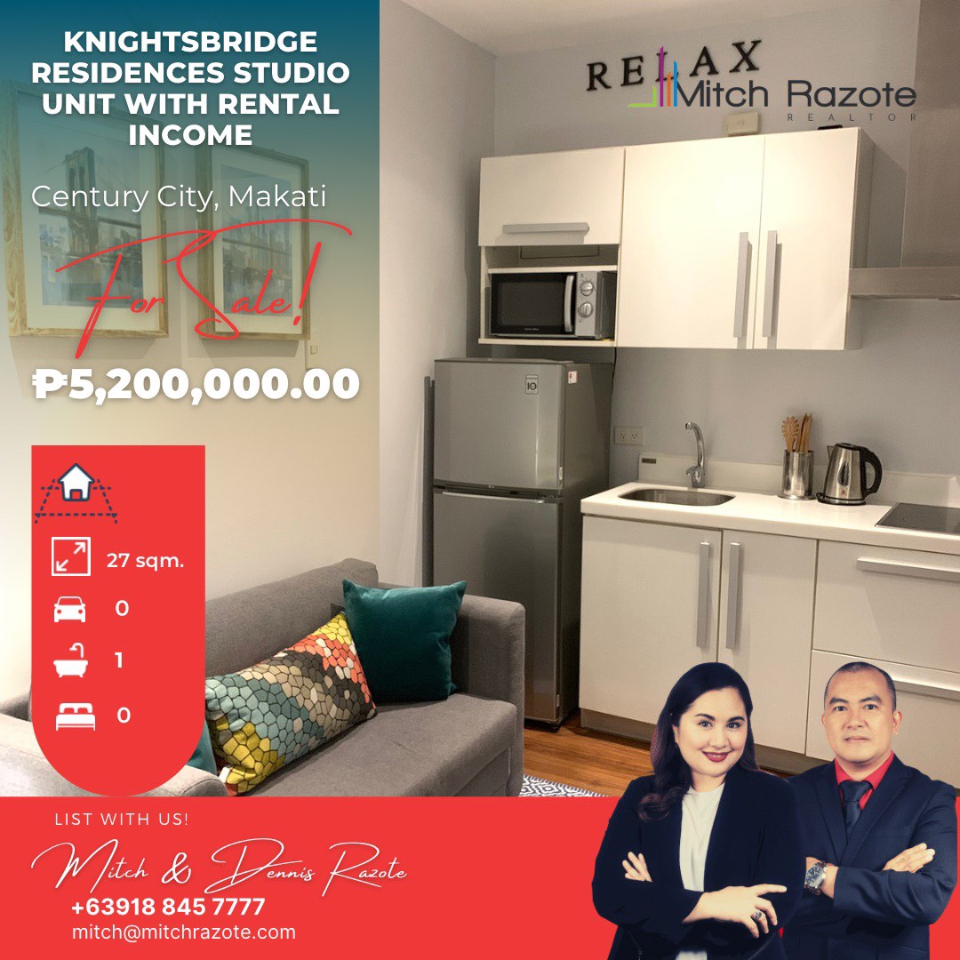 Bright & Clean Studio Unit with Rental Income For Sale at Knightsbridge ...