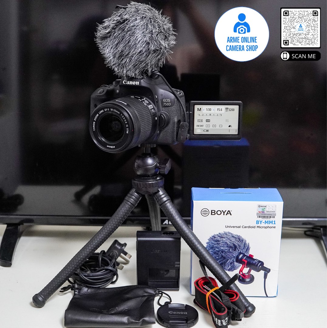 Canon 750D 24MP DSLR Camera Complete Vlogging Package, Photography